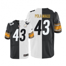 Men's Nike Pittsburgh Steelers #43 Troy Polamalu Elite Black/White Split Fashion NFL Jersey
