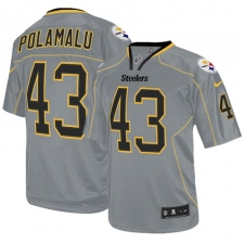 Men's Nike Pittsburgh Steelers #43 Troy Polamalu Elite Lights Out Grey NFL Jersey