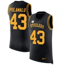 Men's Nike Pittsburgh Steelers #43 Troy Polamalu Limited Black Rush Player Name & Number Tank Top NFL Jersey