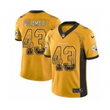 Men's Nike Pittsburgh Steelers #43 Troy Polamalu Limited Gold Rush Drift Fashion NFL Jersey