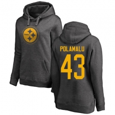 NFL Women's Nike Pittsburgh Steelers #43 Troy Polamalu Ash One Color Pullover Hoodie