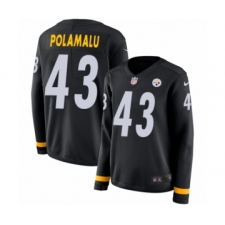 Women's Nike Pittsburgh Steelers #43 Troy Polamalu Limited Black Therma Long Sleeve NFL Jersey