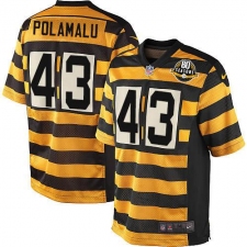 Youth Nike Pittsburgh Steelers #43 Troy Polamalu Elite Yellow/Black Alternate 80TH Anniversary Throwback NFL Jersey