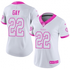 Women's Nike Pittsburgh Steelers #22 William Gay Limited White/Pink Rush Fashion NFL Jersey