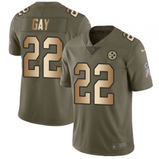 Youth Nike Pittsburgh Steelers #22 William Gay Limited Olive/Gold 2017 Salute to Service NFL Jersey