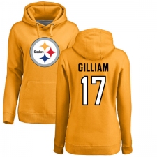 NFL Women's Nike Pittsburgh Steelers #17 Joe Gilliam Gold Name & Number Logo Pullover Hoodie