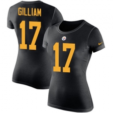 Women's Nike Pittsburgh Steelers #17 Joe Gilliam Black Rush Pride Name & Number T-Shirt