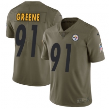 Men's Nike Pittsburgh Steelers #91 Kevin Greene Limited Olive 2017 Salute to Service NFL Jersey