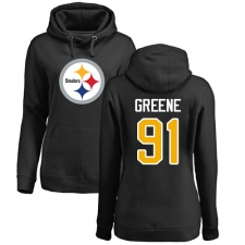 NFL Women's Nike Pittsburgh Steelers #91 Kevin Greene Black Name & Number Logo Pullover Hoodie