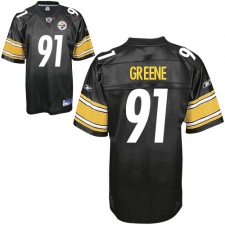 Reebok Pittsburgh Steelers #91 Kevin Greene Black Team Color Authentic Throwback NFL Jersey