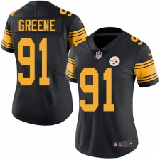 Women's Nike Pittsburgh Steelers #91 Kevin Greene Elite Black Rush Vapor Untouchable NFL Jersey