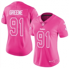Women's Nike Pittsburgh Steelers #91 Kevin Greene Limited Pink Rush Fashion NFL Jersey
