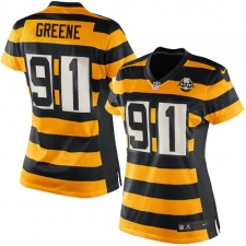 Women's Nike Pittsburgh Steelers #91 Kevin Greene Limited Yellow/Black Alternate 80TH Anniversary Throwback NFL Jersey