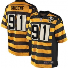 Youth Nike Pittsburgh Steelers #91 Kevin Greene Limited Yellow/Black Alternate 80TH Anniversary Throwback NFL Jersey