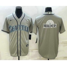 Men's Seattle Mariners Big Logo Gray Stitched MLB Cool Base Jersey