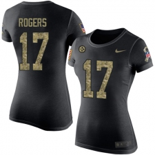 Women's Nike Pittsburgh Steelers #17 Eli Rogers Black Camo Salute to Service T-Shirt