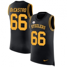 Men's Nike Pittsburgh Steelers #66 David DeCastro Limited Black Rush Player Name & Number Tank Top NFL Jersey
