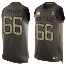 Men's Nike Pittsburgh Steelers #66 David DeCastro Limited Green Salute to Service Tank Top NFL Jersey