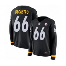 Women's Nike Pittsburgh Steelers #66 David DeCastro Limited Black Therma Long Sleeve NFL Jersey