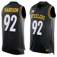 Men's Nike Pittsburgh Steelers #92 James Harrison Limited Black Player Name & Number Tank Top NFL Jersey
