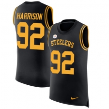 Men's Nike Pittsburgh Steelers #92 James Harrison Limited Black Rush Player Name & Number Tank Top NFL Jersey