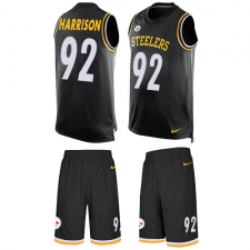 Men's Nike Pittsburgh Steelers #92 James Harrison Limited Black Tank Top Suit NFL Jersey