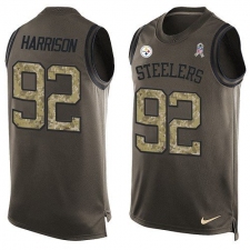 Men's Nike Pittsburgh Steelers #92 James Harrison Limited Green Salute to Service Tank Top NFL Jersey