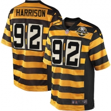 Men's Nike Pittsburgh Steelers #92 James Harrison Limited Yellow/Black Alternate 80TH Anniversary Throwback NFL Jersey
