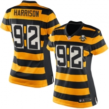 Women's Nike Pittsburgh Steelers #92 James Harrison Game Yellow/Black Alternate 80TH Anniversary Throwback NFL Jersey