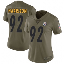 Women's Nike Pittsburgh Steelers #92 James Harrison Limited Olive 2017 Salute to Service NFL Jersey