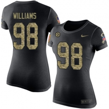 Women's Nike Pittsburgh Steelers #98 Vince Williams Black Camo Salute to Service T-Shirt