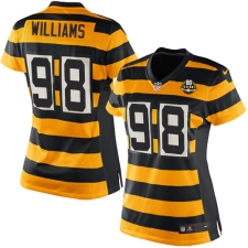 Women's Nike Pittsburgh Steelers #98 Vince Williams Elite Yellow/Black Alternate 80TH Anniversary Throwback NFL Jersey