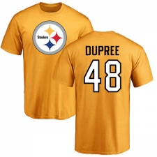 NFL Nike Pittsburgh Steelers #48 Bud Dupree Gold Name & Number Logo T-Shirt