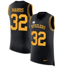 Men's Nike Pittsburgh Steelers #32 Franco Harris Limited Black Rush Player Name & Number Tank Top NFL Jersey
