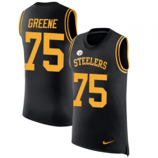 Men's Nike Pittsburgh Steelers #75 Joe Greene Limited Black Rush Player Name & Number Tank Top NFL Jersey