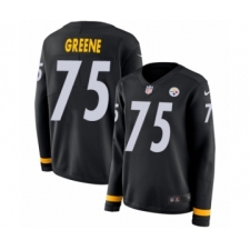 Women's Nike Pittsburgh Steelers #75 Joe Greene Limited Black Therma Long Sleeve NFL Jersey