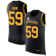 Men's Nike Pittsburgh Steelers #59 Jack Ham Limited Black Rush Player Name & Number Tank Top NFL Jersey