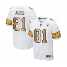 Men's Pittsburgh Steelers #81 Jesse James Elite White Gold Football Jersey