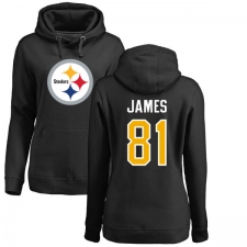 NFL Women's Nike Pittsburgh Steelers #81 Jesse James Black Name & Number Logo Pullover Hoodie
