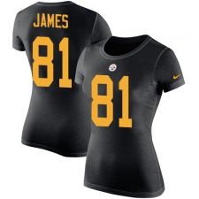 Women's Nike Pittsburgh Steelers #81 Jesse James Black Rush Pride Name & Number T-Shirt