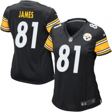 Women's Nike Pittsburgh Steelers #81 Jesse James Game Black Team Color NFL Jersey
