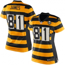 Women's Nike Pittsburgh Steelers #81 Jesse James Limited Yellow/Black Alternate 80TH Anniversary Throwback NFL Jersey