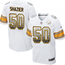 Men's Nike Pittsburgh Steelers #50 Ryan Shazier Elite White Road Drift Fashion NFL Jersey