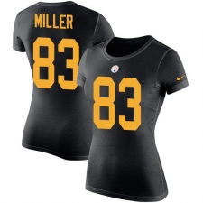 Women's Nike Pittsburgh Steelers #83 Heath Miller Black Rush Pride Name & Number T-Shirt