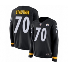 Women's Nike Pittsburgh Steelers #70 Ernie Stautner Limited Black Therma Long Sleeve NFL Jersey