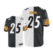 Men's Nike Pittsburgh Steelers #25 Artie Burns Elite Black/White Split Fashion NFL Jersey