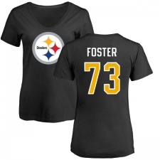NFL Women's Nike Pittsburgh Steelers #73 Ramon Foster Black Name & Number Logo Slim Fit T-Shirt