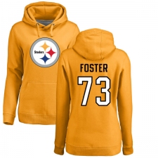 NFL Women's Nike Pittsburgh Steelers #73 Ramon Foster Gold Name & Number Logo Pullover Hoodie