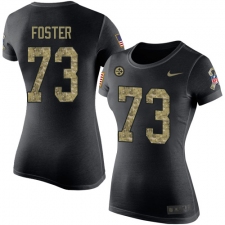 Women's Nike Pittsburgh Steelers #73 Ramon Foster Black Camo Salute to Service T-Shirt