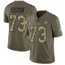Youth Nike Pittsburgh Steelers #73 Ramon Foster Limited Olive/Camo 2017 Salute to Service NFL Jersey